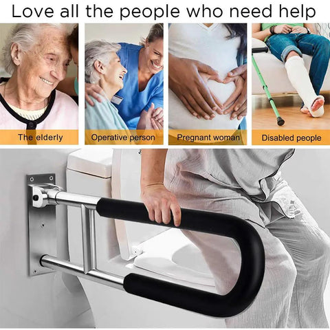 Heavy Duty 23.6 Inch Handicap Grab Bar Wall Mounted Bathroom Rail for Seniors and Elderly, Non Slip Aluminum Toilet Support Handle