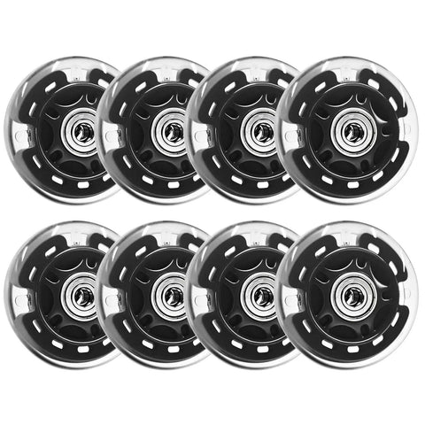 8 Pack 76mm Inline Skate Wheels With Bearings For Indoor And Outdoor Replacement, High Performance 82A Polyurethane, Black