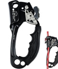 UIAA CE Certified Rope Ascender Aluminum Alloy Climbing Gear For Rappelling, Rock Climbing, Right Hand Use, Black Ergonomic Design