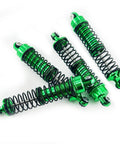 Green CNC machined aluminum front and rear shock absorbers set for 1/18 RC cars with threaded oil shocks suspension upgrade