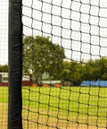 Close-up of netting on Portable Mobile Baseball Batting Cage With Wheels 36ft Net With Padding Easy Setup On Any Surface
