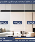 Top Shelf 4 Ft Linear Led Pendant Light With Smooth Remote Control Adjustable 3000K To 6000K Color Temperature displayed in dimmable settings.