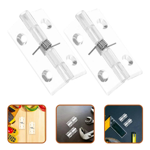 Two Pack Stainless Steel Hidden Door Hinges With Automatic Self Closing Spring for Cabinet and Interior Doors 45x35mm