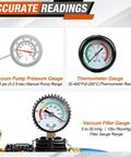 Hella Reliable Garage Ready Coolant Pressure Tester Kit And Vacuum Refill Tool Set With 31 Pieces, featuring vacuum and thermometer gauges.