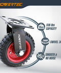 8 Inch Caster Wheels Heavy Duty Swivel Plate Casters With Rubber Knobby Tread For Workbenches Dolly Carts Trolleys Wagons