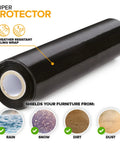 Smooth Operator Heavy Duty Black Stretch Wrap Roll With Handles 15 Inch 1000 Foot 60 Gauge for weather resistance protection.