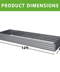 2 Pack Galvanized Raised Garden Bed Kit 12 By 4 By 1 Feet Outdoor Planter for Veggies Flowers Herbs and Fruit Rectangle Metal Bed