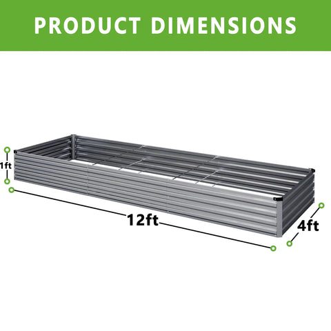 2 Pack Galvanized Raised Garden Bed Kit 12 By 4 By 1 Feet Outdoor Planter for Veggies Flowers Herbs and Fruit Rectangle Metal Bed