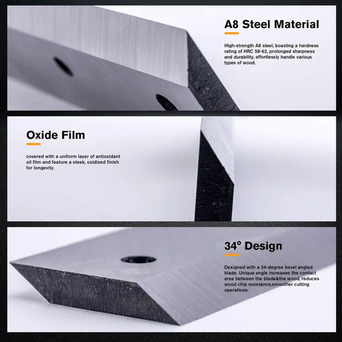Two Pack 12 Inch Wood Chipper Blades Replacement Bevels For DK2 And Power King Chippers OPC506 OPC506E OPC566E OPC504, A8 steel view