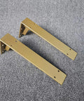 Silver 40cm Super Sturdy Triangle Wall Brackets Real Workhorse Iron Supports For Diy Shelves heavy duty bracket design showing two metal pieces.