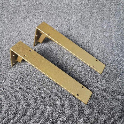 Silver 40cm Super Sturdy Triangle Wall Brackets Real Workhorse Iron Supports For Diy Shelves heavy duty bracket design showing two metal pieces.
