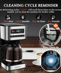 Programmable 12 Cup Coffee Maker With Four Brew Strength Options Hot And Iced Coffee Large LED Display 24 Hour Timer Keep Warm And Auto Shutoff Black And Stainless Steel Drip Coffee Machine For Home Or Office with cleaning reminder features on countertop