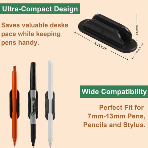 10 Pack Adhesive Silicone Pencil Holders For Desk, Wall, Clipboard And Laptop With 15 Upgraded Sticky Pads, Rugged Grip For Pencils