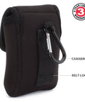 Back view of Grab And Go Coin Pouch With Belt Clip And Carabiner For Easy Access Mini Wallet showing carabiner and belt loop