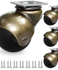 Hella Sturdy 2 Inch Ball Casters Paired With Soft TPR Wheels And Heavy Gauge Brass Plates For No Sweat Furniture Sliding ideal for quick room makeovers.