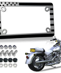 American Flag Motorcycle License Plate Frame Stainless Steel Bike Tag Holder with Mounting Screws Nuts Caps, patriotic design.