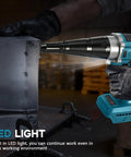 Daspom Brushless Cordless Rivet Gun Compatible With Makita 18V Battery For Aluminum And Steel Pop Rivets 1 8 5 32 3 16 Inch Heavy Duty Metal Working Tool No Battery Included with LED light.
