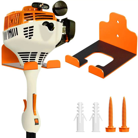 Garage Tool Organizer Wall Mount Trimmer Rack For Weed Eater And Hedge Trimmer Heavy Duty Garden Tool Hanger Power Tool Holder For Grass Trimmers And Garage Tools Orange Finish 1 Pack