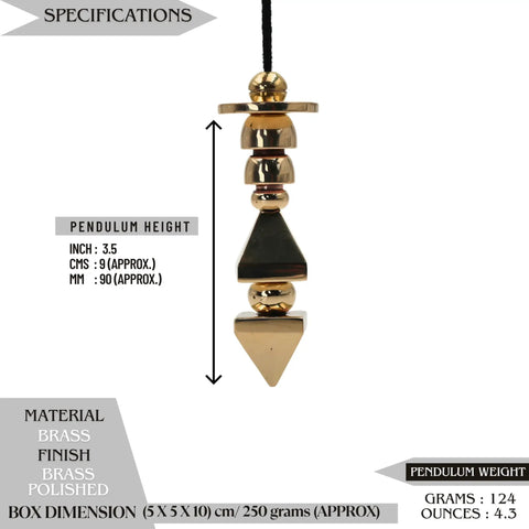 Brass Pendulum For Dowsing And Energy Healing Reiki And Chakra Balancing Tool, 3.5 inch with cord, polished brass