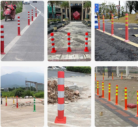 Top Shelf Plastic Safety Bollard Posts Built Tough With Killer Visibility Featuring A No Sweat Removable Base For Construction Sites And Parking Lots Red White Four Pack