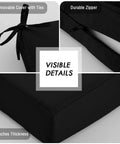 Close-up of black Waterproof Outdoor Chair Cushions Set Of 2 19 By 19 Inches with removable cover and ties, durable zipper.