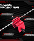 Aluminum Motorcycle Chain Alignment Tool for Quick Sprocket and Chain Alignment, red with precision machined steel body and rod.