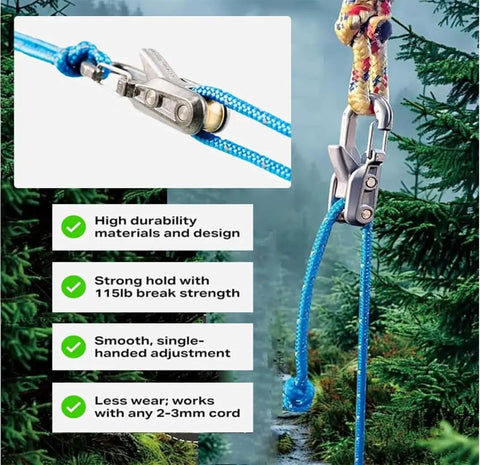 6 Pack Rope With Roller Tensioner For Quick Tarp Setup And Outdoor Tie Downs Heavy Duty Paracord Adjusters Knot Free Tool