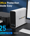 Lithium UPS Battery Backup And Surge Protector With Sinewave Output 1000VA 600W LiFePO4 Battery 153.6 Wh Pro Edition on desk