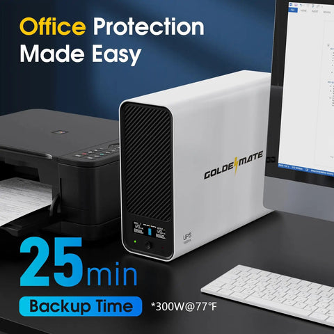Lithium UPS Battery Backup And Surge Protector With Sinewave Output 1000VA 600W LiFePO4 Battery 153.6 Wh Pro Edition on desk