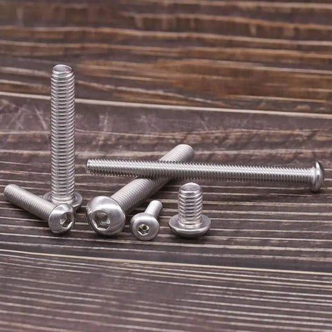 Hella Smooth M6 Button Head Socket Cap Screws 304 Stainless Steel 18 8 Allen Hex Drive Full Thread 10mm Length showing various sizes.