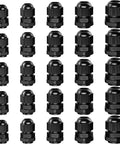Value Packed 25 Pack Plastic Waterproof Cable Glands Set For 3.5 To 13 Mm Cables Includes PG7 PG9 PG11 PG13.5 And PG16 Sizes
