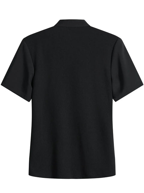 Back view of Kickass Black Men Chef Coat With Dope Breathable Mesh Short Sleeve Lightweight Jacket For Kitchen And Bakery Uniform.