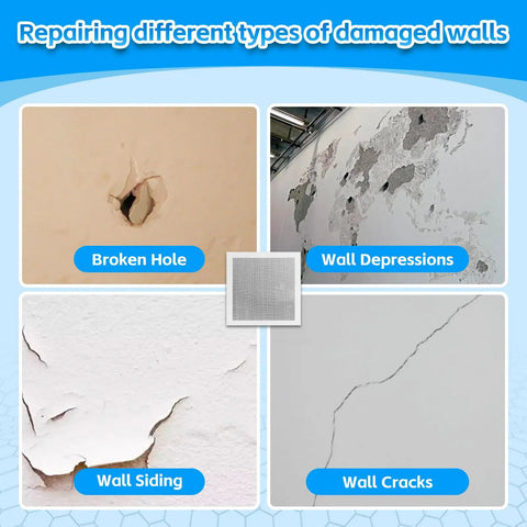All In One Wall Repair Patch Kit With Eight Patches In 10 8 6 And 4 Inch Sizes Self Adhesive Aluminum Drywall Patches Includes Large Squeegee And Sandpaper For Quick Hole And Dent Fix