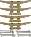 Six Inch Powder Painted Antique Bronze Dock Cleats Set Of Four For Boats And Docks, Heavy Duty Rope Cleats With Hardware