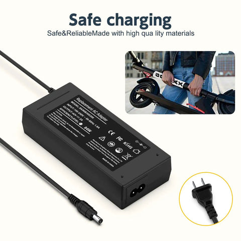 42V 2A AC Charger For 36V Lithium Ion Electric Scooters Compatible With GXL Apex Glider XR Elite XR Ultra Tour XP Battery Pack 84W Fast Charge 100-240VAC 5.5x2.1mm Connector
