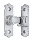 Kickass 90 And 180 Degree Barn Door Latch Built From Solid Silver Aluminum Alloy, detail view of swing lock for gates and cabinets.