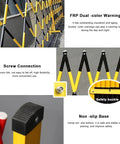 Straight Up Reliable Adjustable Retractable Accordion Safety Gate For Driveways And Pets Quick Expand To Fourteen Feet showing FRP material and non-slip base.