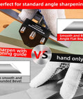 Versatile Honing Guide System for Chisels and Planes in use, angle fixture on sharpening stone, showing smooth flat bevel results.