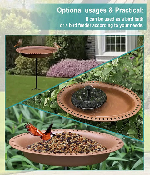 Extra Large Freestanding Bird Bath With Oval Chocolate Basin Detachable Decor Spa Metal Stake Stand And Bird Feeder