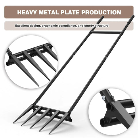 Beefed Up Broad Fork With Five Steel Tines Fifteen Inch Wide Garden Tool And Fifty Five Inch Tall Durable Handle Ergonomic U Shaped Tiller