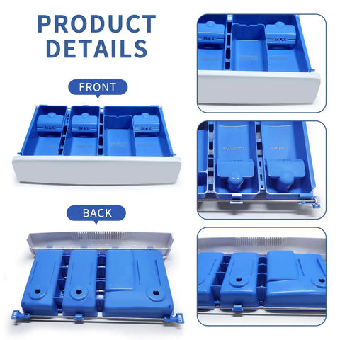 Dispenser Drawer Assembly For Front Load Washer Replaces WH42X34717 White Durable ABS Plastic With Smooth Sliding Fit Compatible With Matching Replacement Parts WH42X34191 And Related Models front view