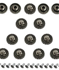 Top Shelf Badass Metal Skull Buttons And Screw Back Rivets For Leather Crafting 100 Pc Bulk Set of decorative studs and screw backs.