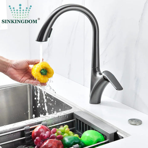 Garbage Disposal Sink Top Air Switch Kit With Brushed Nickel Brass Button installed near modern kitchen faucet