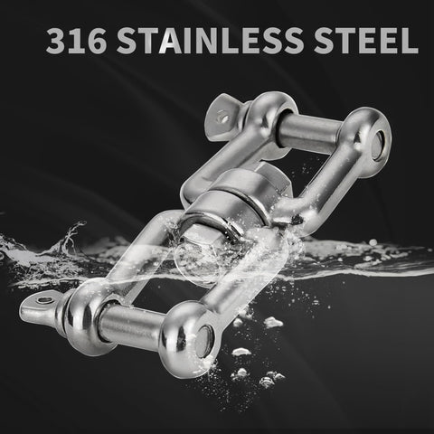 Double Shackle Swivel For Boat Set In Four Sizes One Quarter Inch Five Sixteenth Inch Three Eighth Inch One Half Inch Marine Grade 316