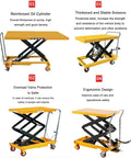Heavy Duty Hydraulic Lift Table Cart With Lockable Wheels And Rolling Garage Hoist showing reinforced oil cylinder and ergonomic design.