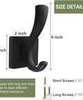 Heavy Duty Black Towel Hooks 3 Pack For Bathroom Wall Mount Robe Coat Hats Bags Keys And More Utility Hangers With size details