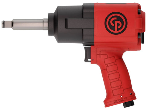 One Half Inch Air Impact Wrench With Two Inch Extension Anvil Twin Hammer Pistol Grip Industrial Repair And Assembly Tool In Durable Pistol Handle Design 715 Foot Pounds Of Torque And 970 Nm At Ten Thousand RPM, side view
