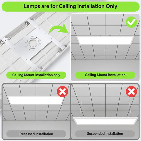 Flat Panel LED Light 1x4 Ft Surface Mount Ceiling Fixture 24W 30W 40W Selectable Output 5200 Lumen Brightness installation guide