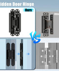 Product comparison of hidden door hinge set for secret bookcase doors, silent rotating concealed hinges, 6 inch, side mount, three way adjustable.