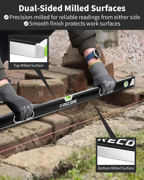 Top Tier 4 Piece Shockproof Spirit Level Set With Super Grippy Magnetic Hold And Exposed Round Magnets That Clamp Down Solid On Steel Beams For Roughneck Carpentry And Weekend Warrior Builds